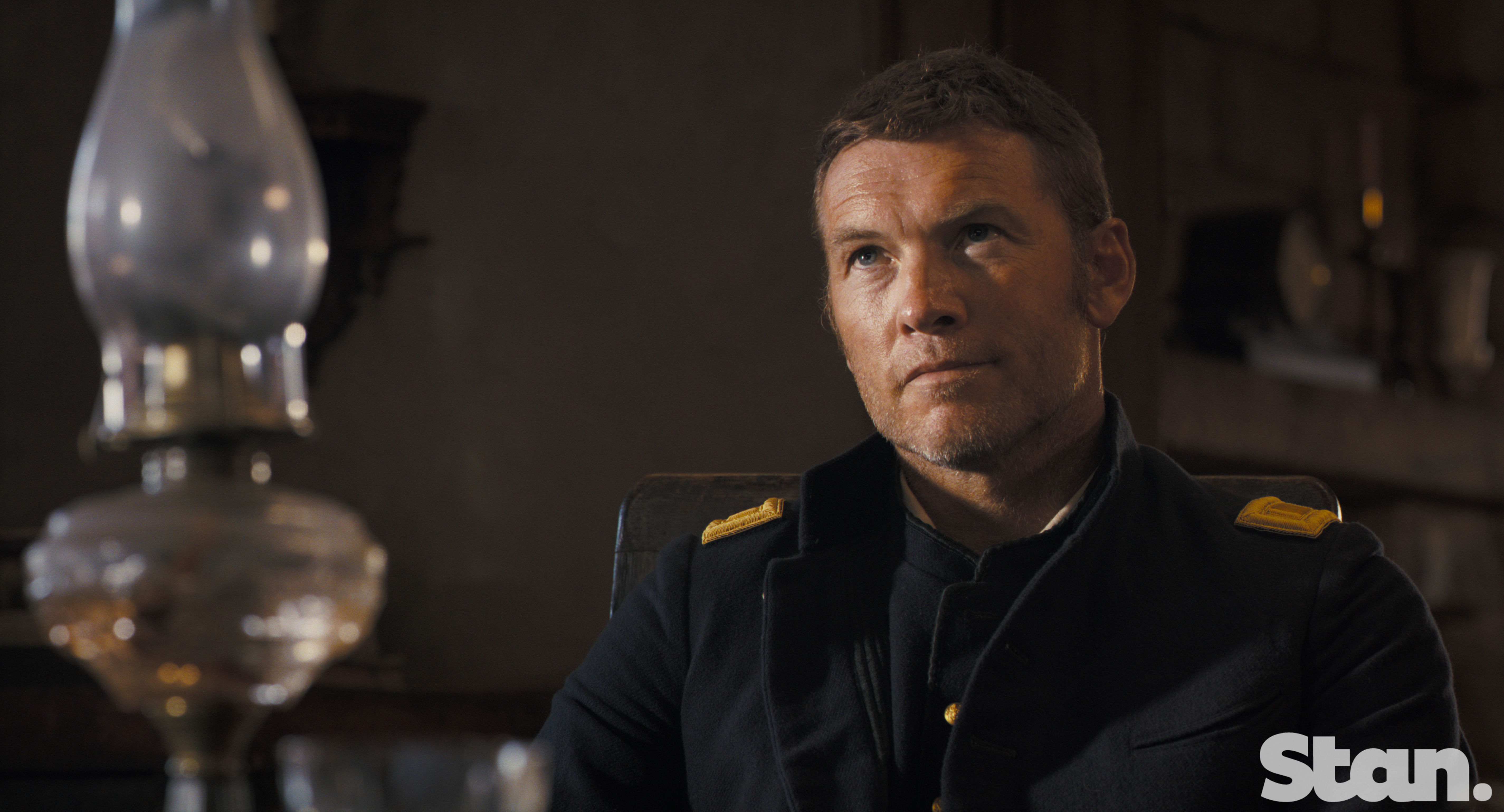 Sam Worthington stars as Trent Gephart in Horizon: An American Saga Sam Worthington stars as Trent Gephart in Horizon: An American Saga