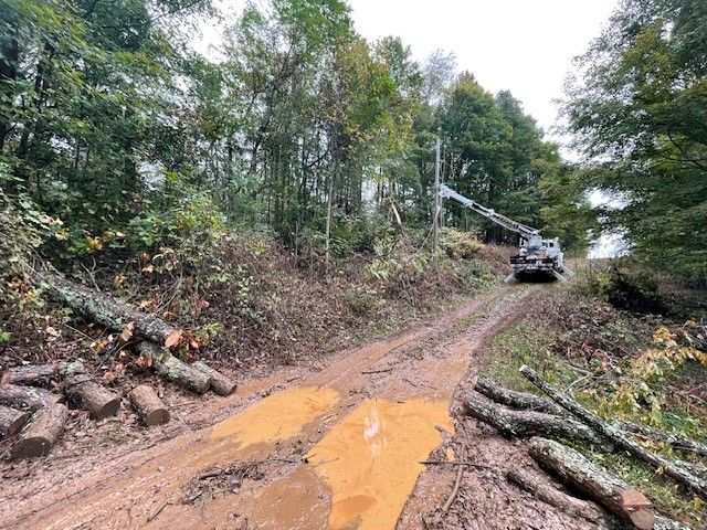 DLC crews assist with power restoration efforts in a remote area of Virginia