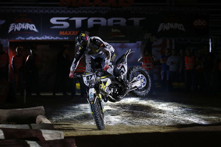 Billy Bolt making his entrance at the 3rd SuperEnduro round in Malaga, credit: Future7Media