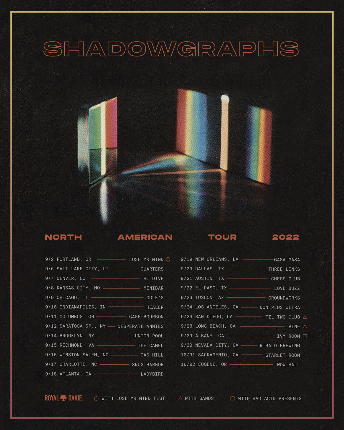 Shadowgraphs - North American Tour (updated) 2022