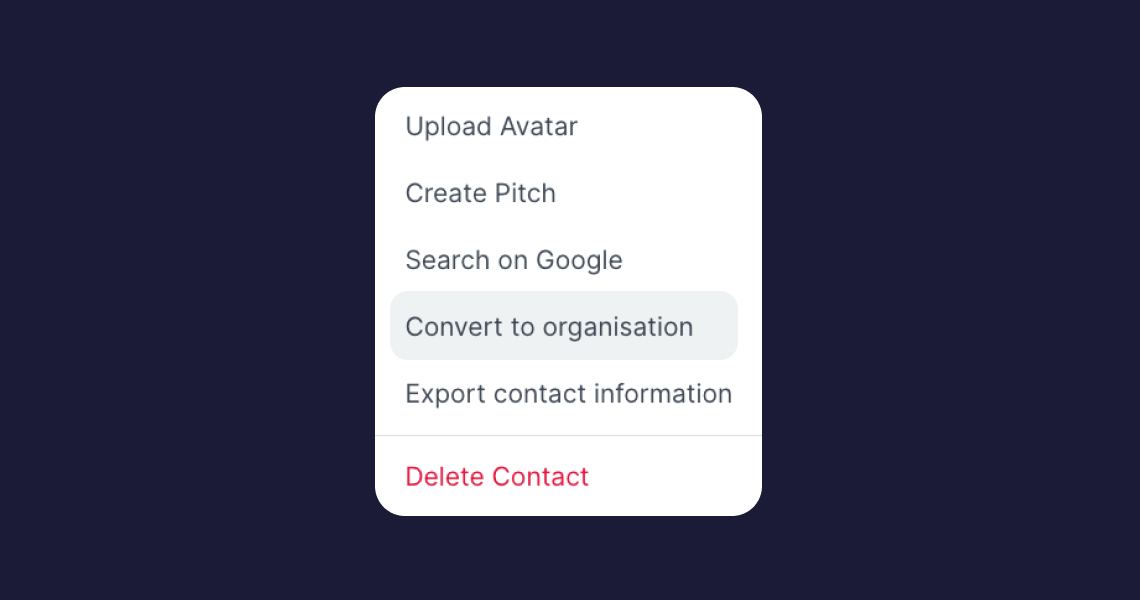 Converting contacts from Person to Organization