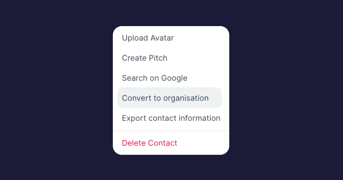 Help: Converting contacts from Person to Organization