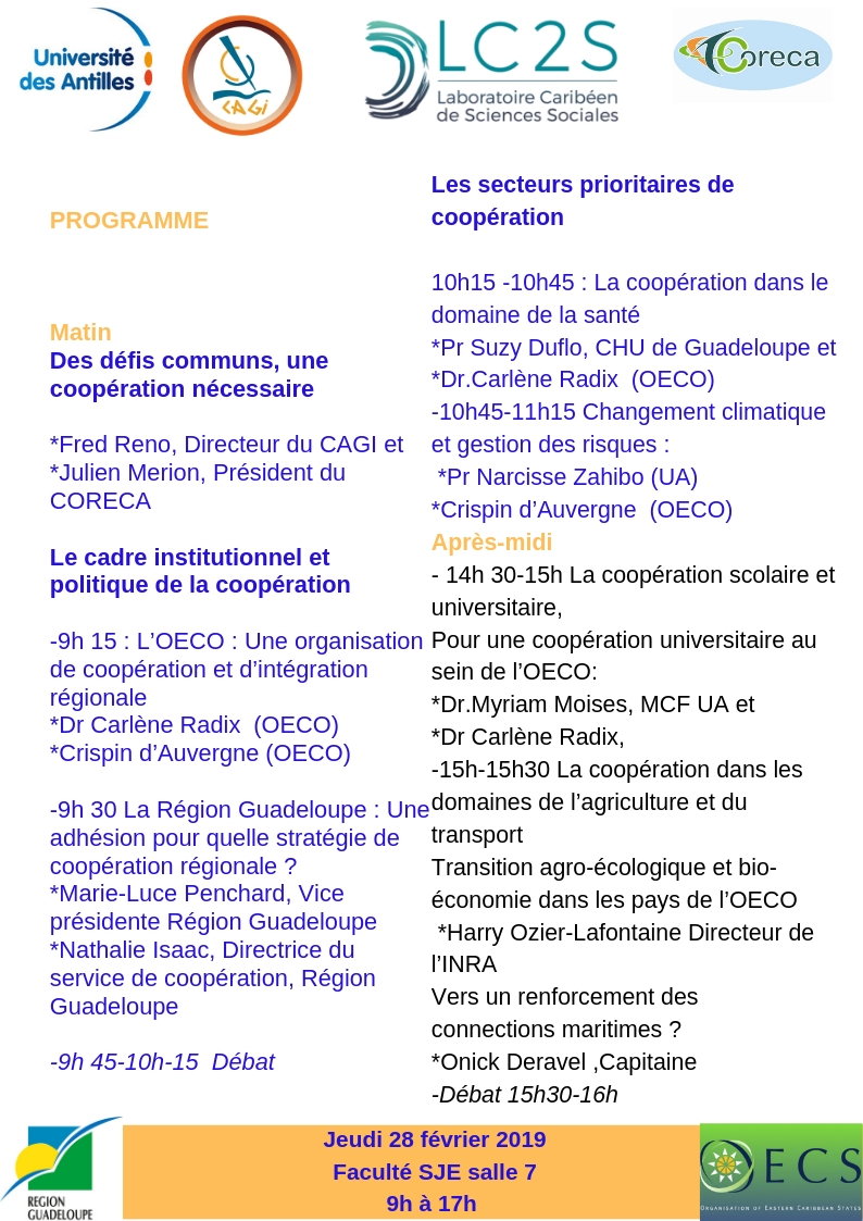 Programme de la Journée d'Etude sur l'adhésion de la Guadeloupe en tant que membre associé à l’OECS