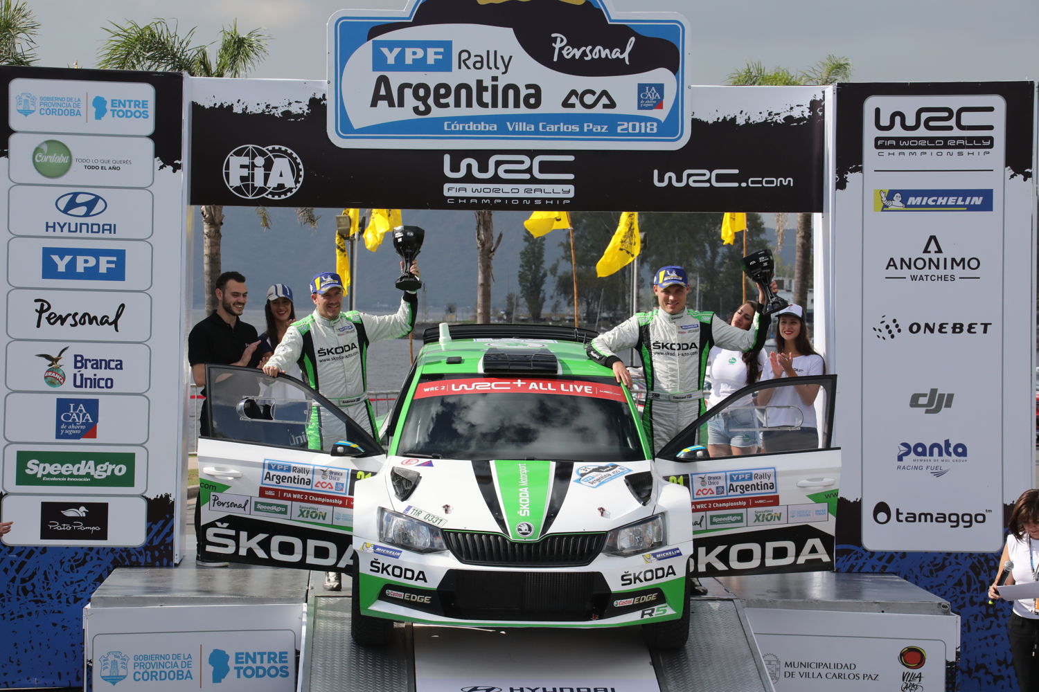 Reigning WRC 2 Champions Pontus Tidemand/Jonas Andersson (SWE/SWE), competing in a ŠKODA FABIA R5, repeated their last year’s victory at Rally Argentina and moved into the WRC 2 Championship lead