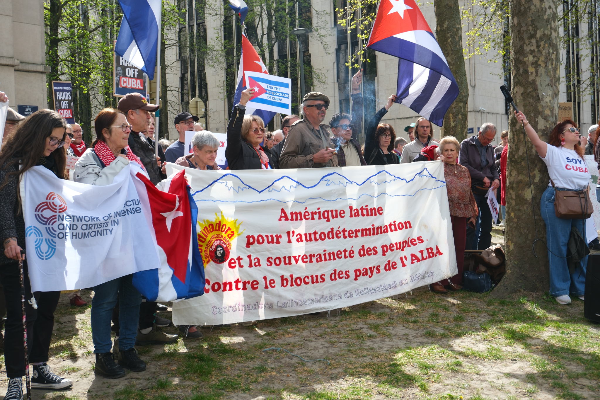 Protesters demonstrate against embargo on Cuba outside US embassy