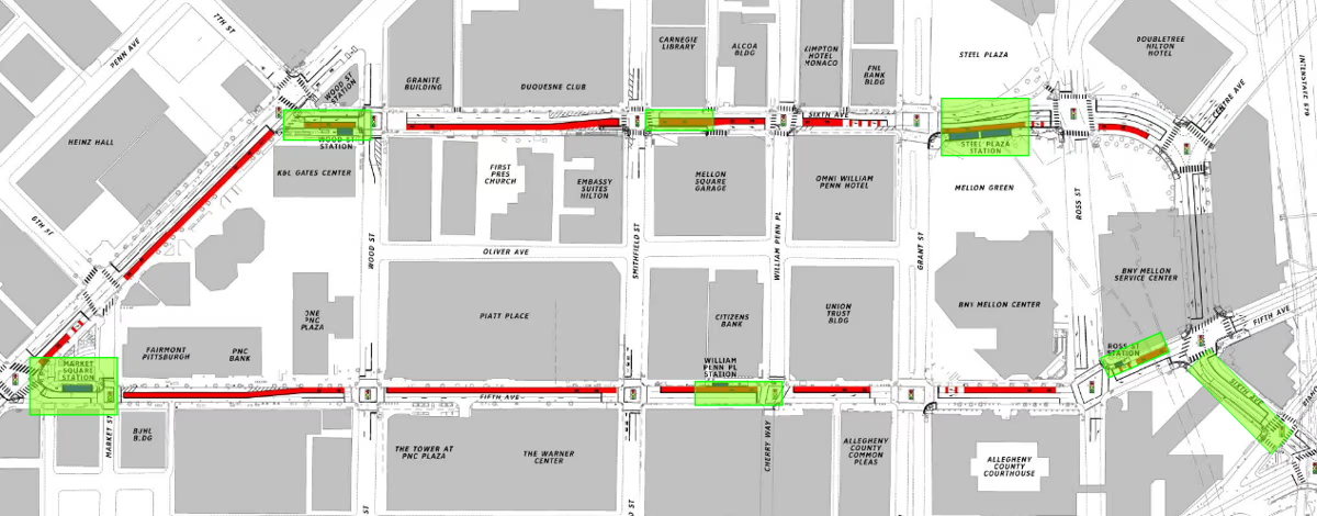 Map of current work areas highlighted in green Map of current work areas highlighted in green