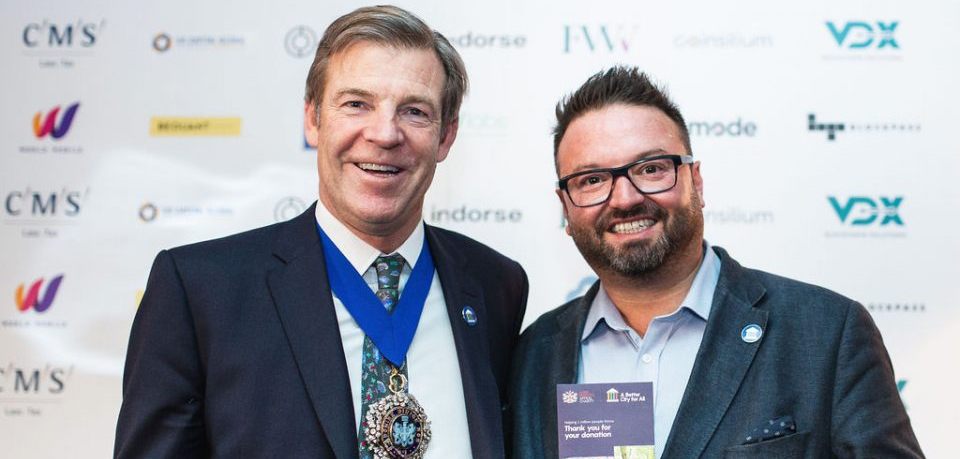 The 697th Lord Mayor of London William Russell and Crypto AM's Editor James Bowater. The 697th Lord Mayor of London William Russell and Crypto AM's Editor James Bowater.