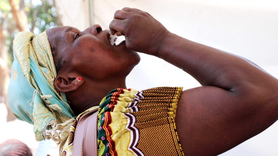 Juliet a resident of Glenview, Harare, the epicenter of the cholera outbreak takes the oral cholera vaccine during the mass vaccination campaign that took place in Glenview, Harare recently. The government of Zimbabwe with support from MSF and other partners rolled out the oral cholera vaccination campaign to protect people from cholera. Photographer: Marion Mossing Juliet a resident of Glenview, Harare, the epicenter of the cholera outbreak takes the oral cholera vaccine during the mass vaccination campaign that took place in Glenview, Harare recently. The government of Zimbabwe with support from MSF and other partners rolled out the oral cholera vaccination campaign to protect people from cholera. Photographer: Marion Mossing