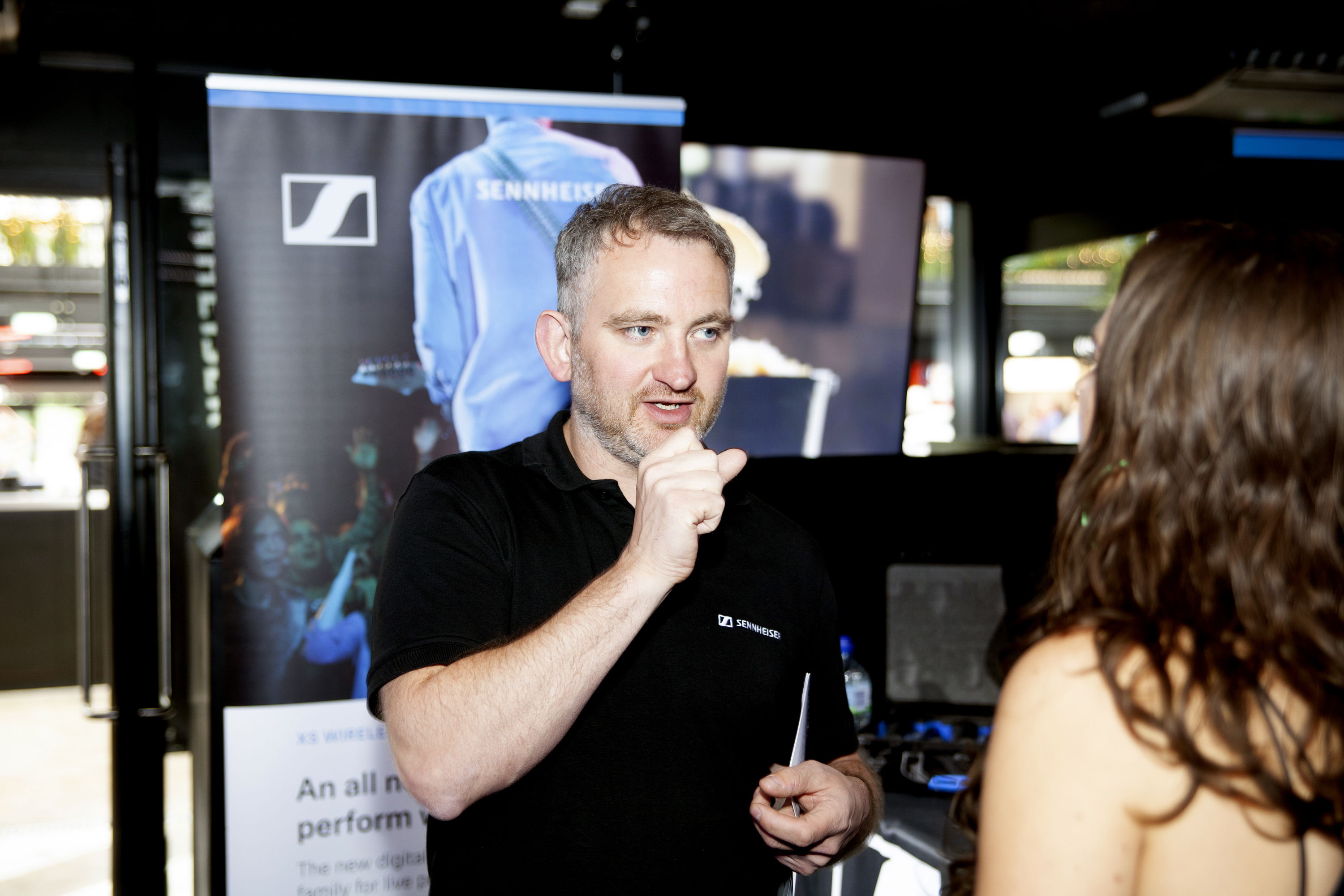 Sennheiser’s Andy Egerton demonstrates microphone techniques in the Boxpark