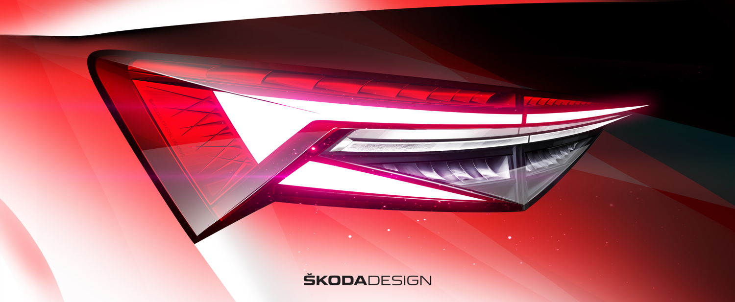 The sharply drawn taillights now have a more slimmed-down look, mirroring their counterparts at the front. They feature the brand's signature crystalline structures and form a flatter version of the classic ŠKODA C-shape design.