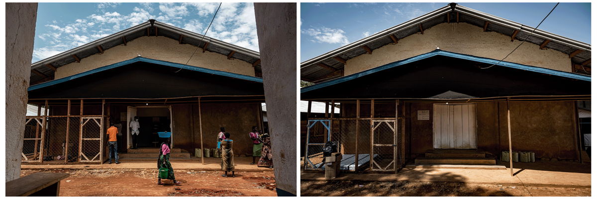 Collage: Drodro general hospital, Ituri province A side-by-side view of the paediatric unit and the intensive nutritional therapy unit on a normal day, when they emptied after patients and medical staff fled the hospital following an armed attack a few kilometres from the outskirts of the referral hospital, in Ituri province, DRC. Photographer: Michel Lunanga | 18/05/2023| Ituri province
