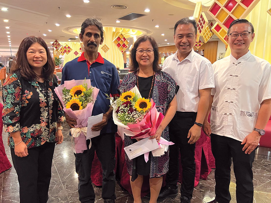 From left: XXX, Salim Bin Mohamed Kanny, Jenny Lam Chang and Joshua Sang, Jebsen & Jessen Packaging.