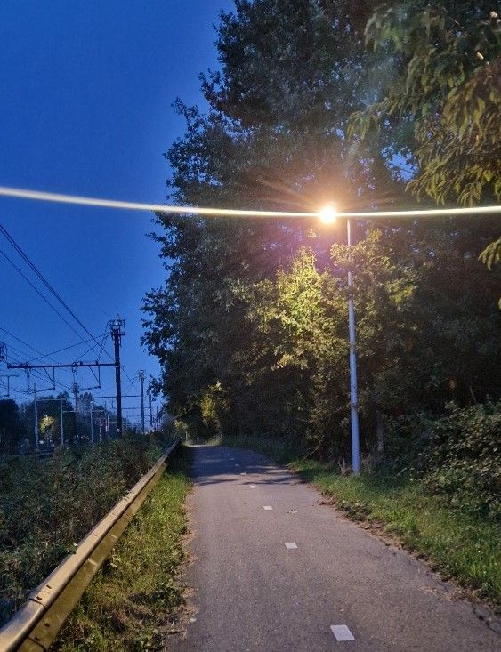 De verlichting aan de Spoorwegbaan in Ternat.