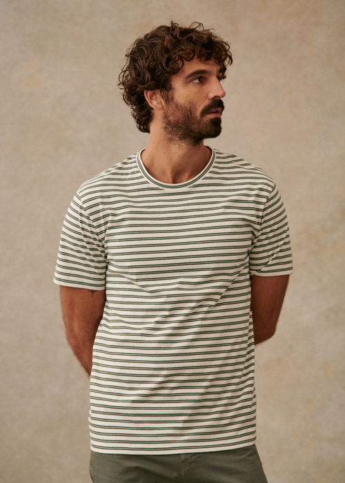 Octobre Editions - T-Shirt Jace Ecru Rayure Verte - 45€