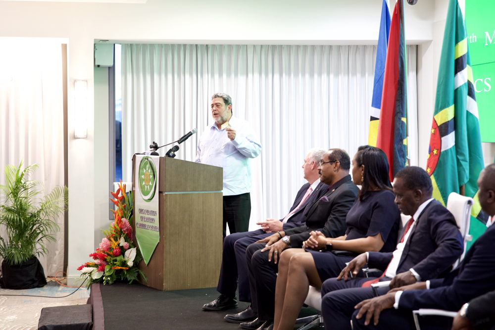 Incoming Chairman of the OECS Authority, Dr. the Hon. Ralph Gonsalves, delivers remarks at the Opening Ceremony.
