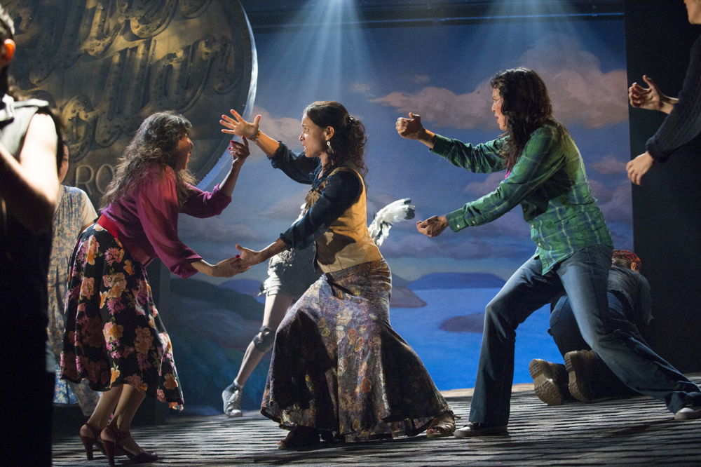 Featured left to right - Tracey Nepinak (as Philomena Moosetail), Tasha Faye Evans (as Marie Adele Starblanket), and Lisa C. Ravensbergen (as Annie Cook) in The Rez Sisters by Tomson Highway / Photos by David Cooper / <a href="http://www.belfry.bc.ca/the-rez-sisters/" rel="nofollow">www.belfry.bc.ca/the-rez-sisters/</a>