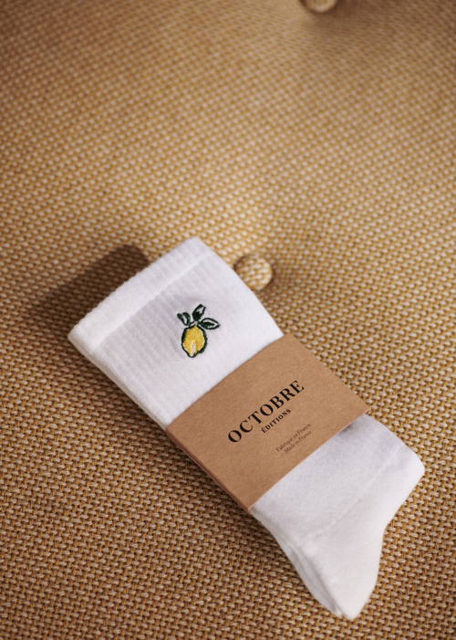 Octobre Editions - Chaussettes Citron Blanc - 20€