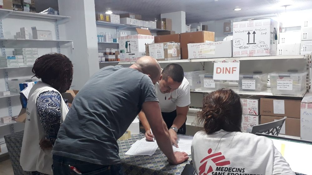 MSF staff prepare a medical supplies donation for the ministry of health in Gaza after Israeli strikes on October 8, 2023 | Photographer: MSF | Date: 08/10/2023