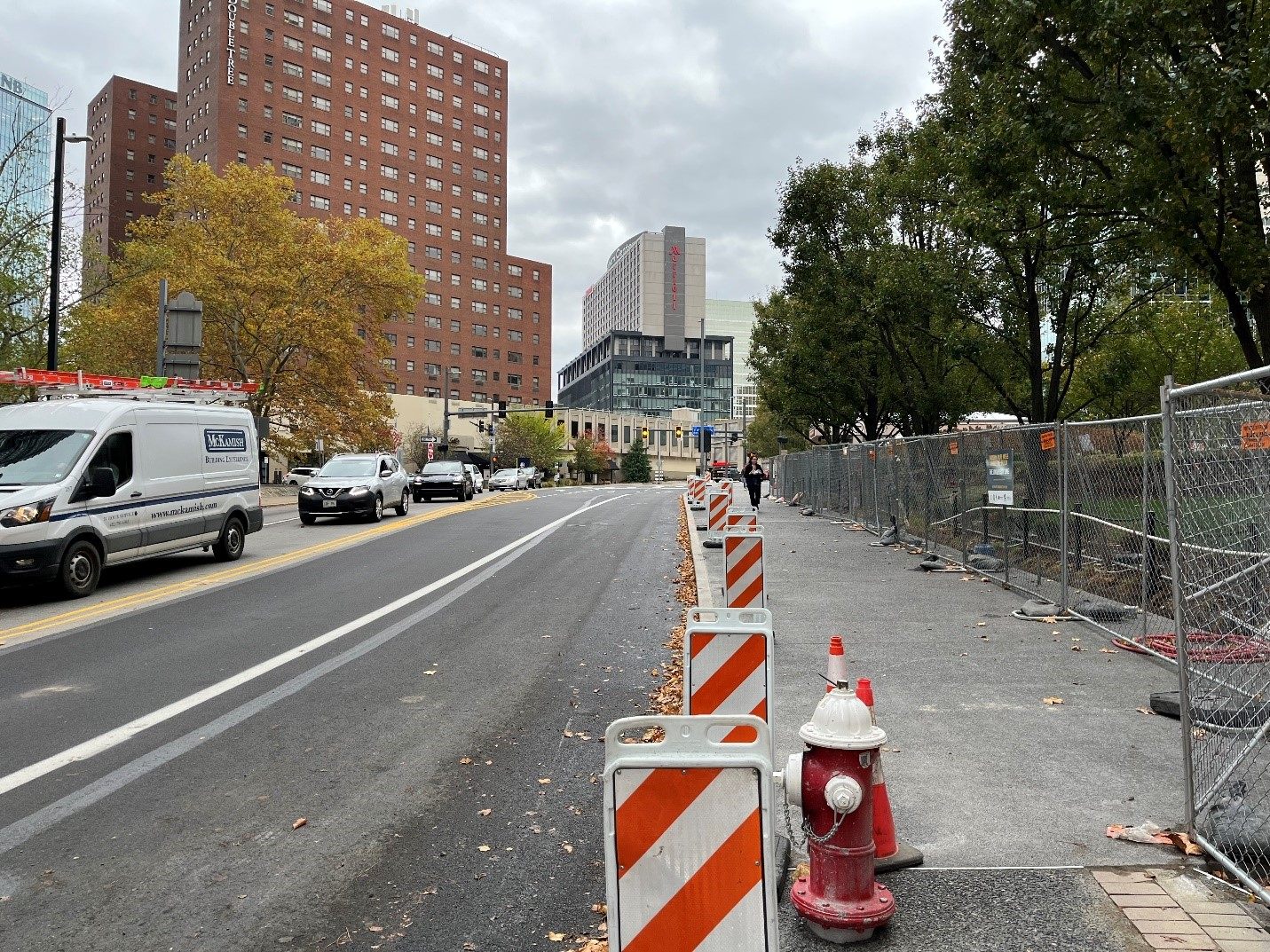 New roadway and sidewalk recently placed at Sixth Avenue and Grant Street New roadway and sidewalk recently placed at Sixth Avenue and Grant Street