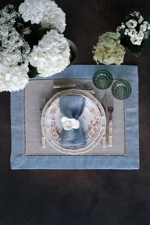Lavender Linen Placemats in Baby Blue