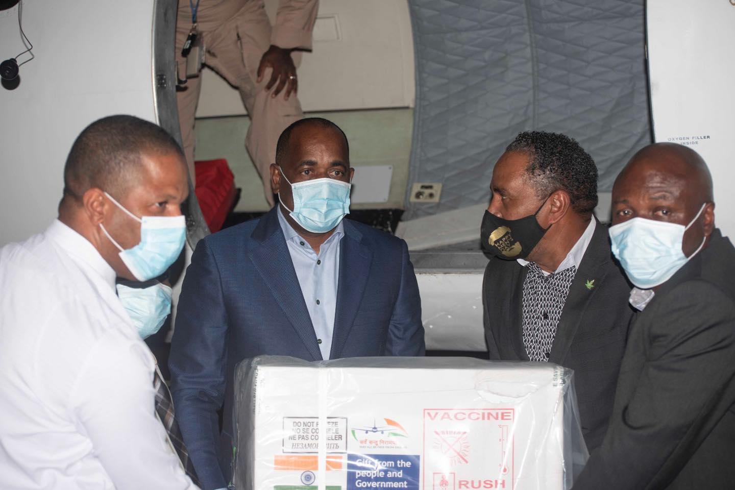 Prime Minister of Dominica, Hon. Roosevelt Skerrit, received the first shipment of vaccines from the Government of India on February 10, 2021.