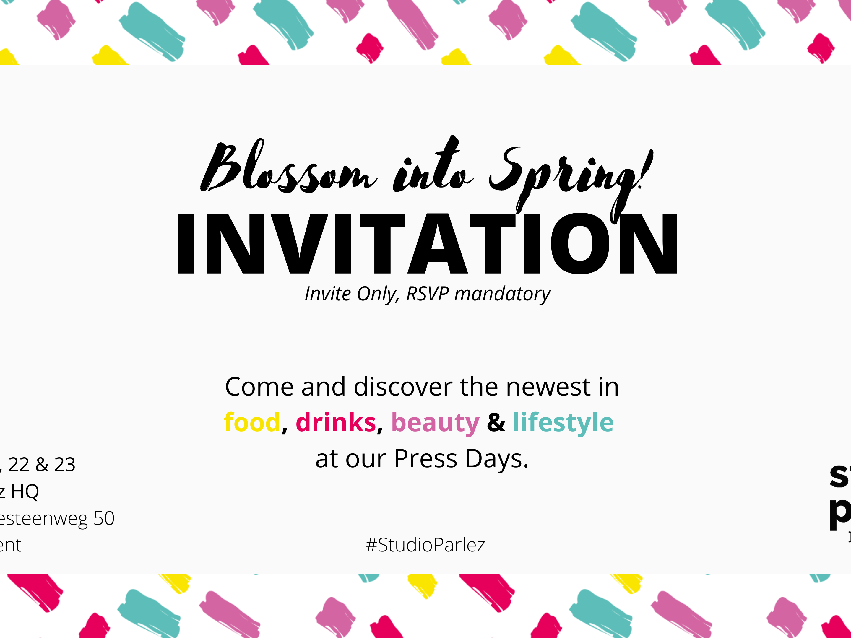 Reminder! You're invited to our Studio Parlez Press Days