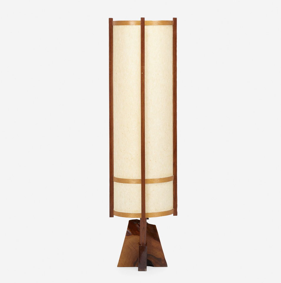 Kent Hall Floor Lamp, 1965 by George Nakashima at Moderne Gallery. Image courtesy of Moderne Gallery