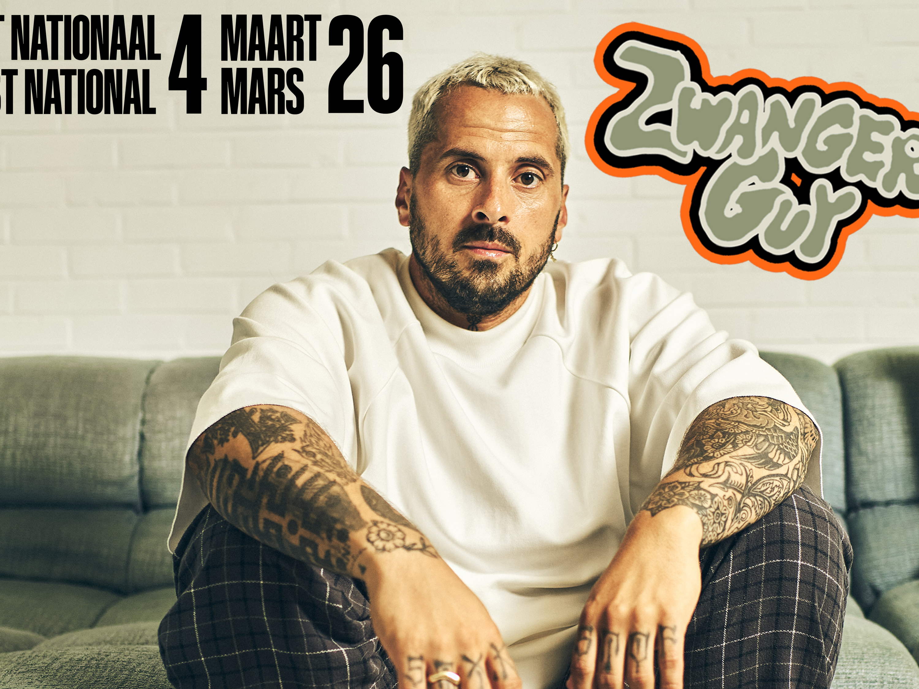 Zwangere Guy kondigt show in Vorst Nationaal op 4 maart 2026 aan