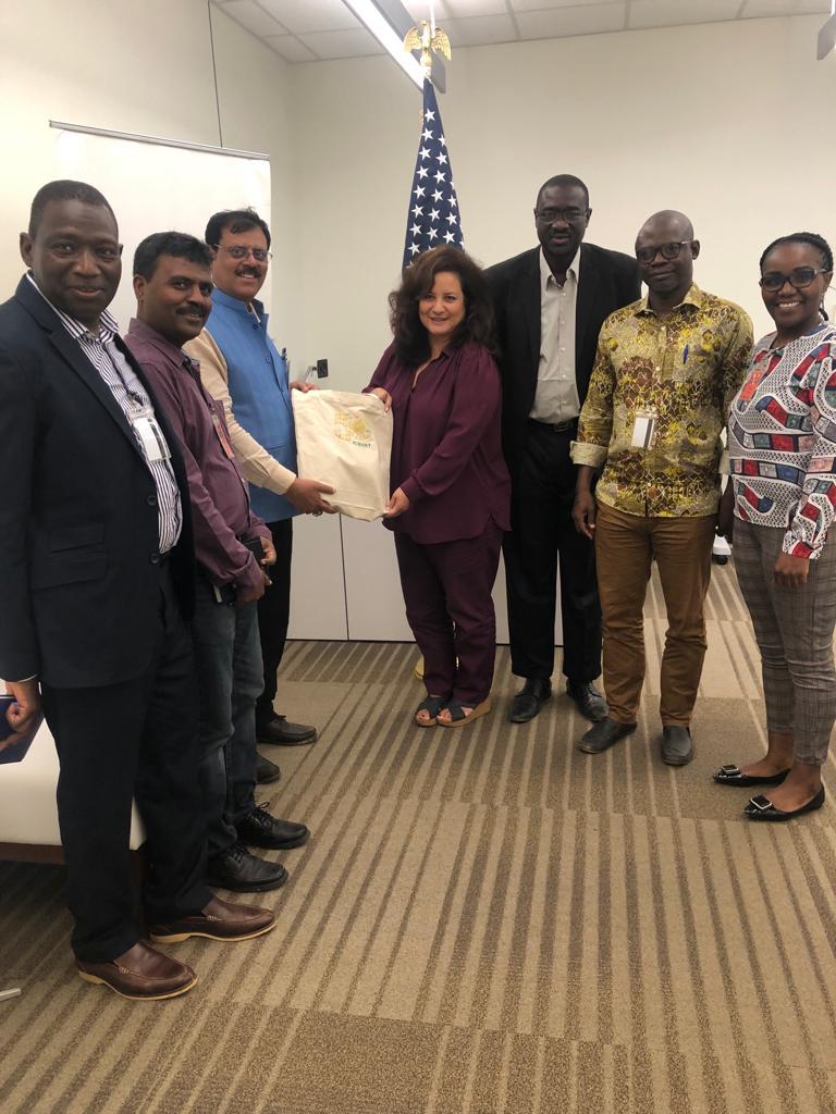 (4th and 5th from left) Ms Asta Zinbo, Acting Director of USAID mission in Niger; Dr Idrissa Issoufi, Acting Office Director Agriculture, Resilience & Private Sector USAID Niger with ICRISAT staff (left to right) – Prof Hamidou Falalou, Country Representative-Niger; Dr Gumma Murali Krishna, Principal Scientist & Cluster Leader; Dr Arvind Kumar, Deputy Director General-Research; Dr Traore Bouba, Scientist and Dr Clarisse Umutoni, Scientist.