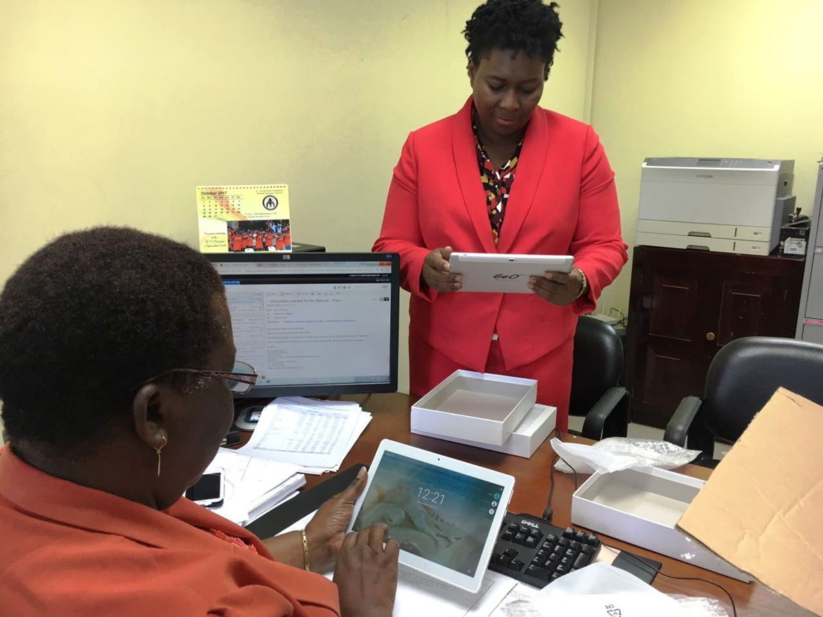 Arrival of tablets at the St. Vincent and the Grenadines Department of Statistics.