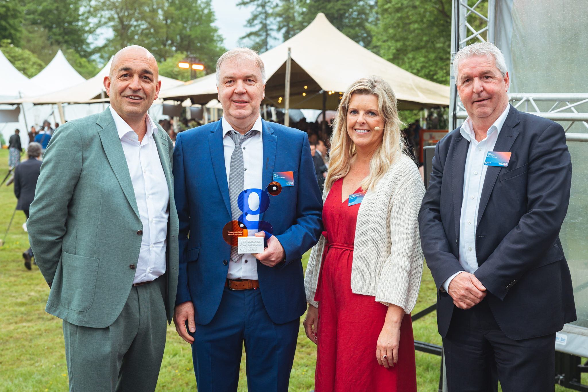Kris Claes (Gedelegeerd Bestuurder Voka - KvK Vlaams-Brabant), Jan Ingels (directeur Tiense Suikerraffinaderij), Daniëlle Vanwesenbeeck (voorzitter Voka - KvK Vlaams-Brabant) en Jan Spooren (Gouverneur Vlaams-Brabant)