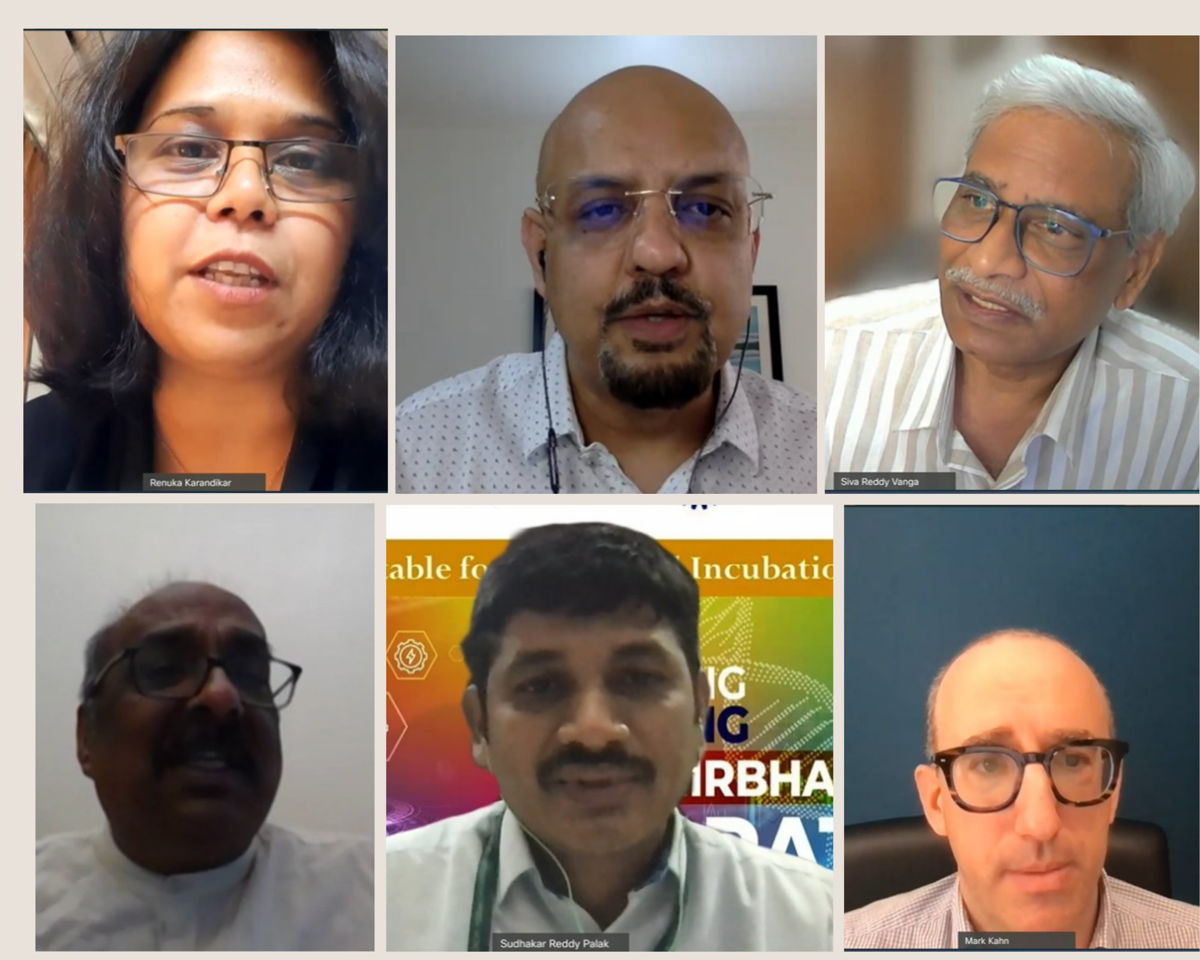 (From top left to bottom right: Dr Renuka Diwan, Bioprime Agrisolutions Pvt Ltd; Dr Manish Diwan, BIRAC;  Dr Siva Reddy Vanga, ICGEB ; Dr Srinivas ADG (IPTM); Dr Sudhakar Reddy, ICRISAT and Mark Kahn, Omnivore Fund)