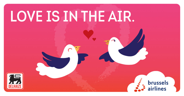 Brussels Airlines en Delhaize ontwikkelen samen cadeaubox voor Valentijn.