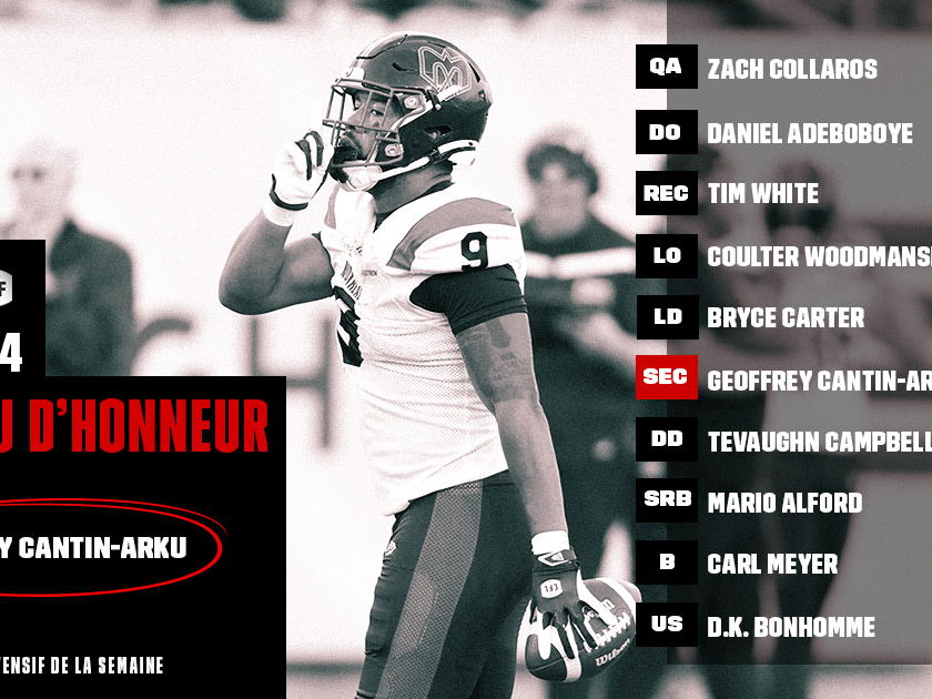 Tableau d’honneur de la LCF : Semaine 4 – Cantin-Arku nommé joueur de la semaine