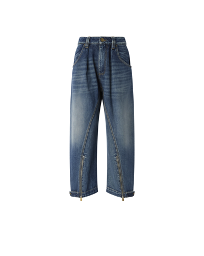 PINKO FW25 SICURO ZIP PANTALONE BLUE OCEAN WASH DENIM EUR295