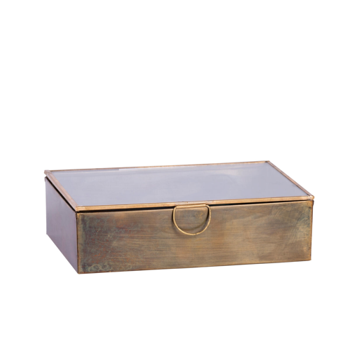 BRUSH Boîte de rangement doré, fer/verre, H 5,5 x Larg. 13,5 x Long. 20 cm, 17.95€