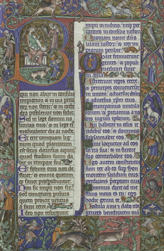 Psautier de Peterborough.
Angleterre, première moitié du XIVe siècle. ms. 9961-62, fol. 14r Ⓒ KBR