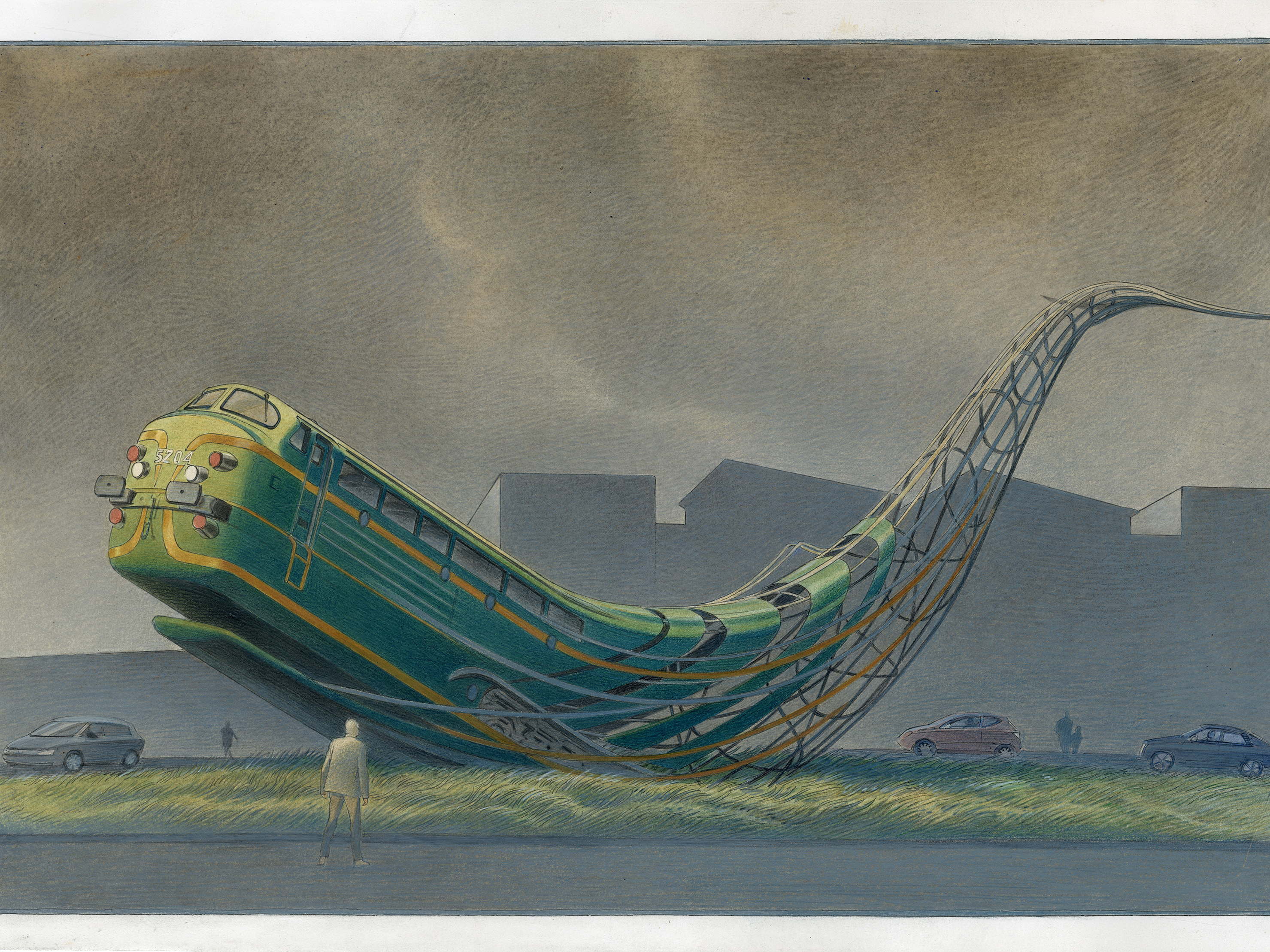 François Schuiten en Pierre Matter ontwerpen Moby Train voor Brusselse Van Praet-rotonde