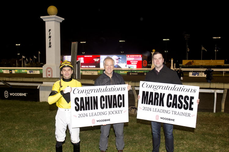 2024 leading jockey Sahin Civaci and EVP of Racing Bill Ford (Michael Burns Photo)