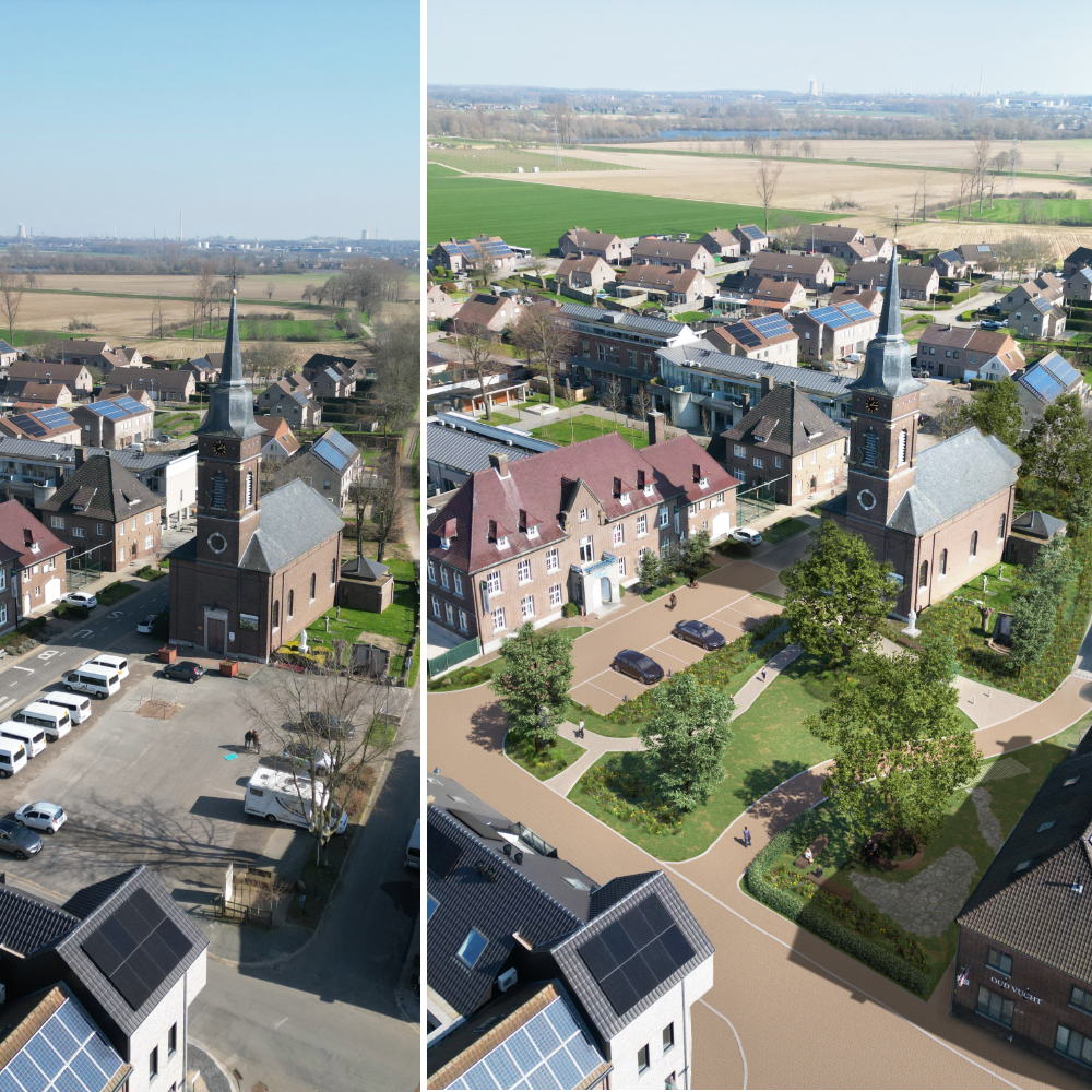Fotomontage voor/na - dorpsplein Vucht (Atelier Claar) Fotomontage voor/na - dorpsplein Vucht (Atelier Claar)