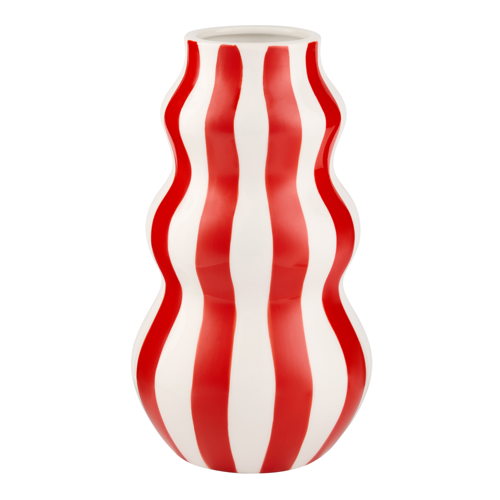 Habitat Hand Painted Stripe Vase - Red, £14