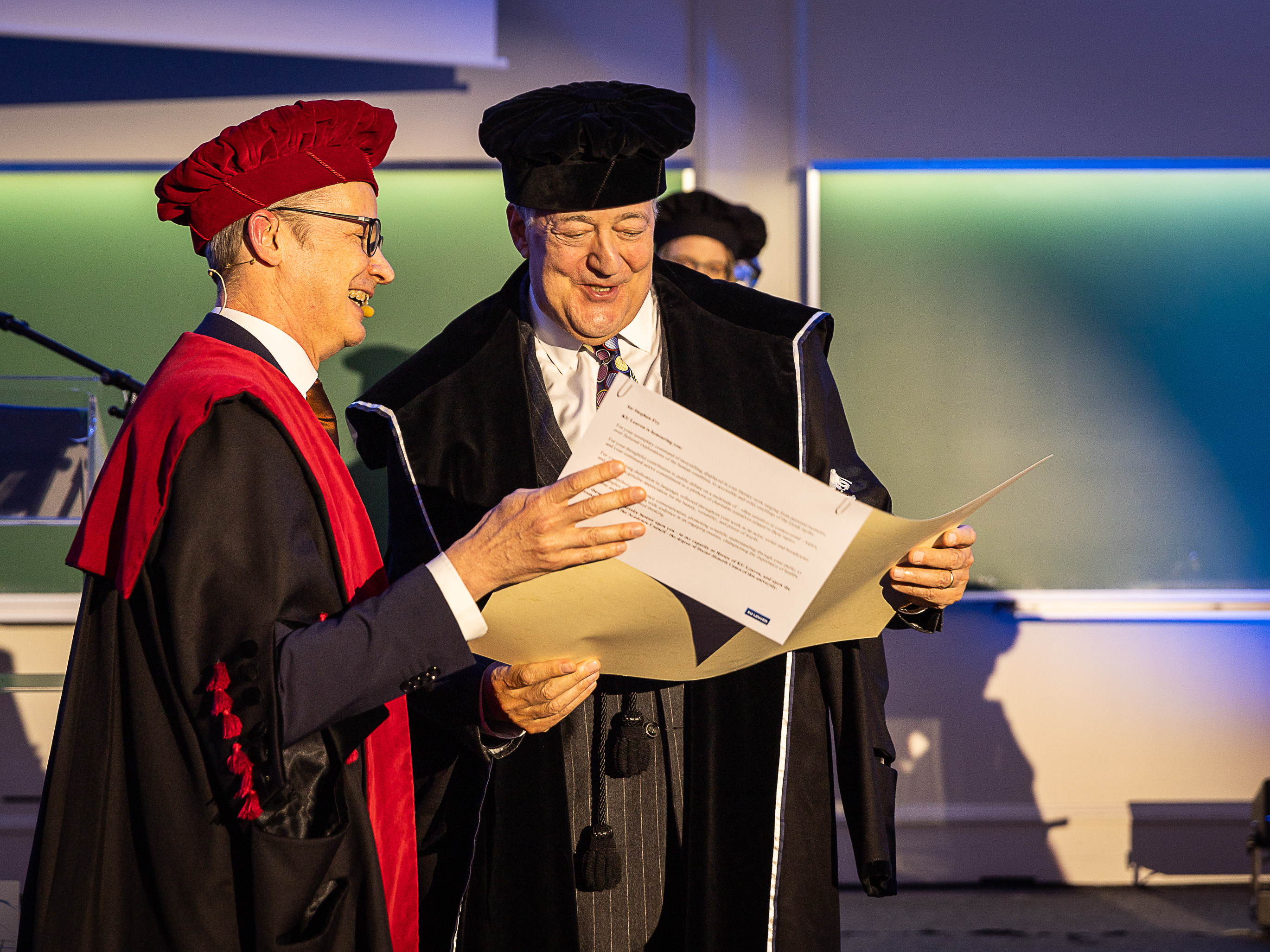 British writer and presenter Stephen Fry receives honorary doctorate from KU Leuven