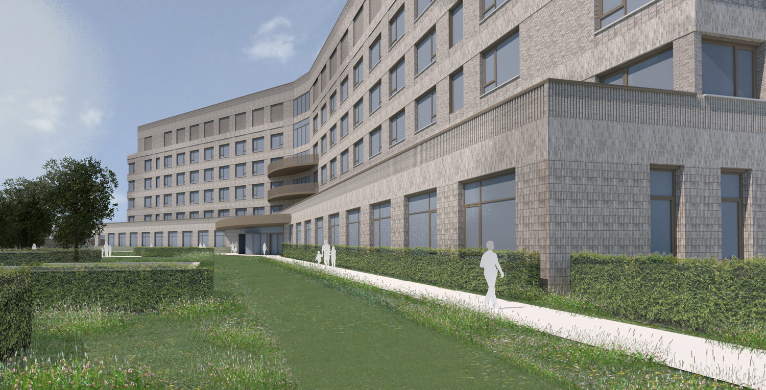 Een ontwerp van de nieuwe voorbouw aan ZAS Palfijn, klaar tegen 2028.