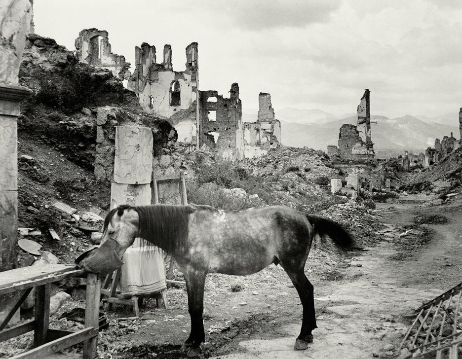 A horse among the ruins of Cassino, 1946. AKG214091 © akg-images / Tony Vaccaro A horse among the ruins of Cassino, 1946. AKG214091 © akg-images / Tony Vaccaro