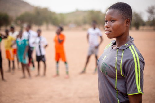 Raicha and team, participants in a project using football for gender equality in Benin ©Plan International
