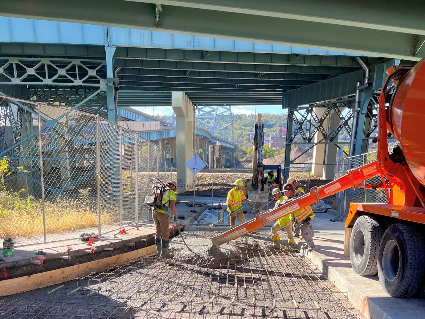 New concrete roadway recently poured at Forbes Avenue and Brady Street New concrete roadway recently poured at Forbes Avenue and Brady Street