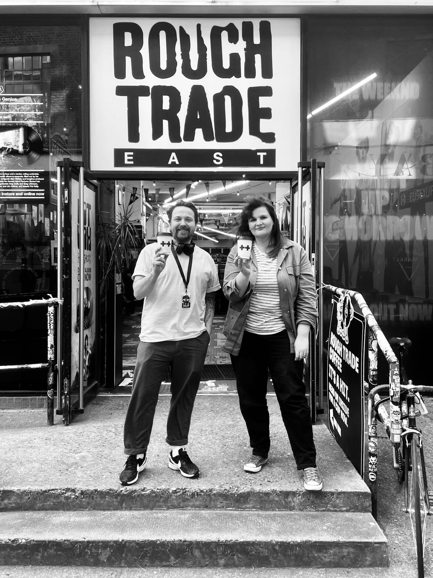 Rough Trade East General Manager Bruce with Ditto Coffee's Tasha.