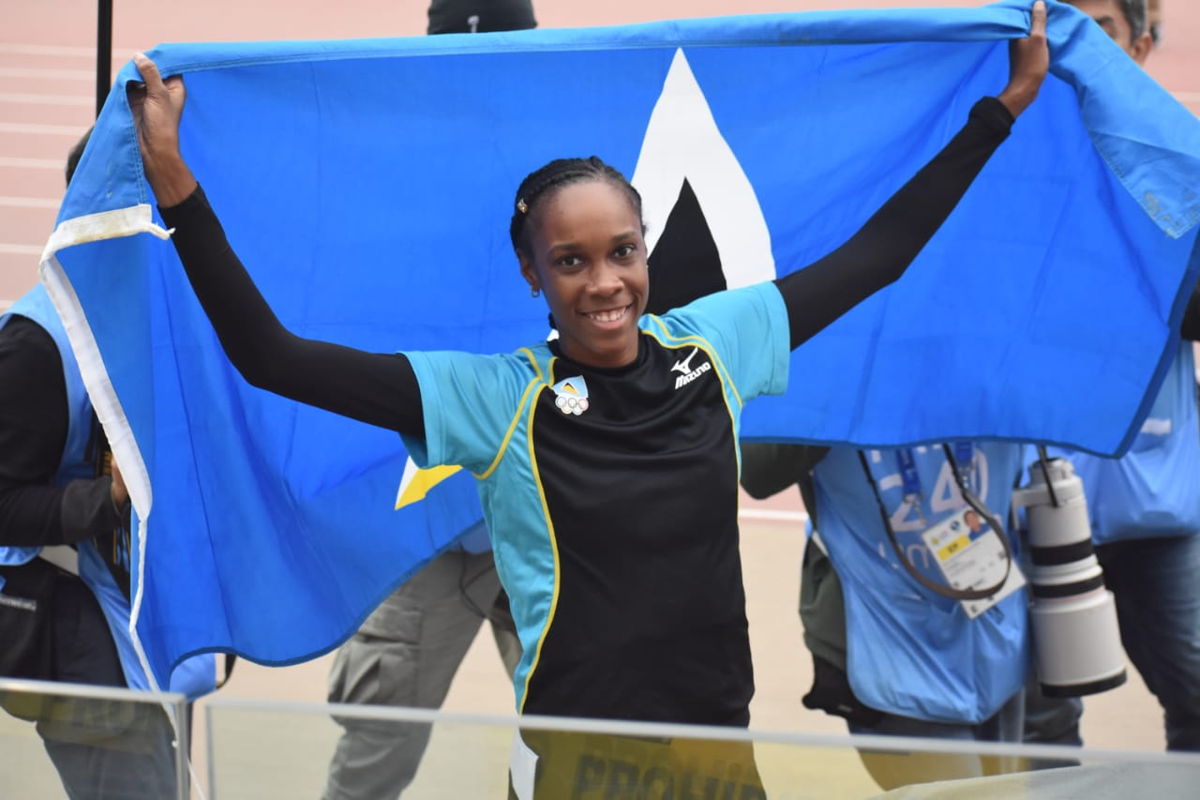 Levern Spencer (Saint Lucia), women's high jump champion.
Photo credit: Henry Bailey