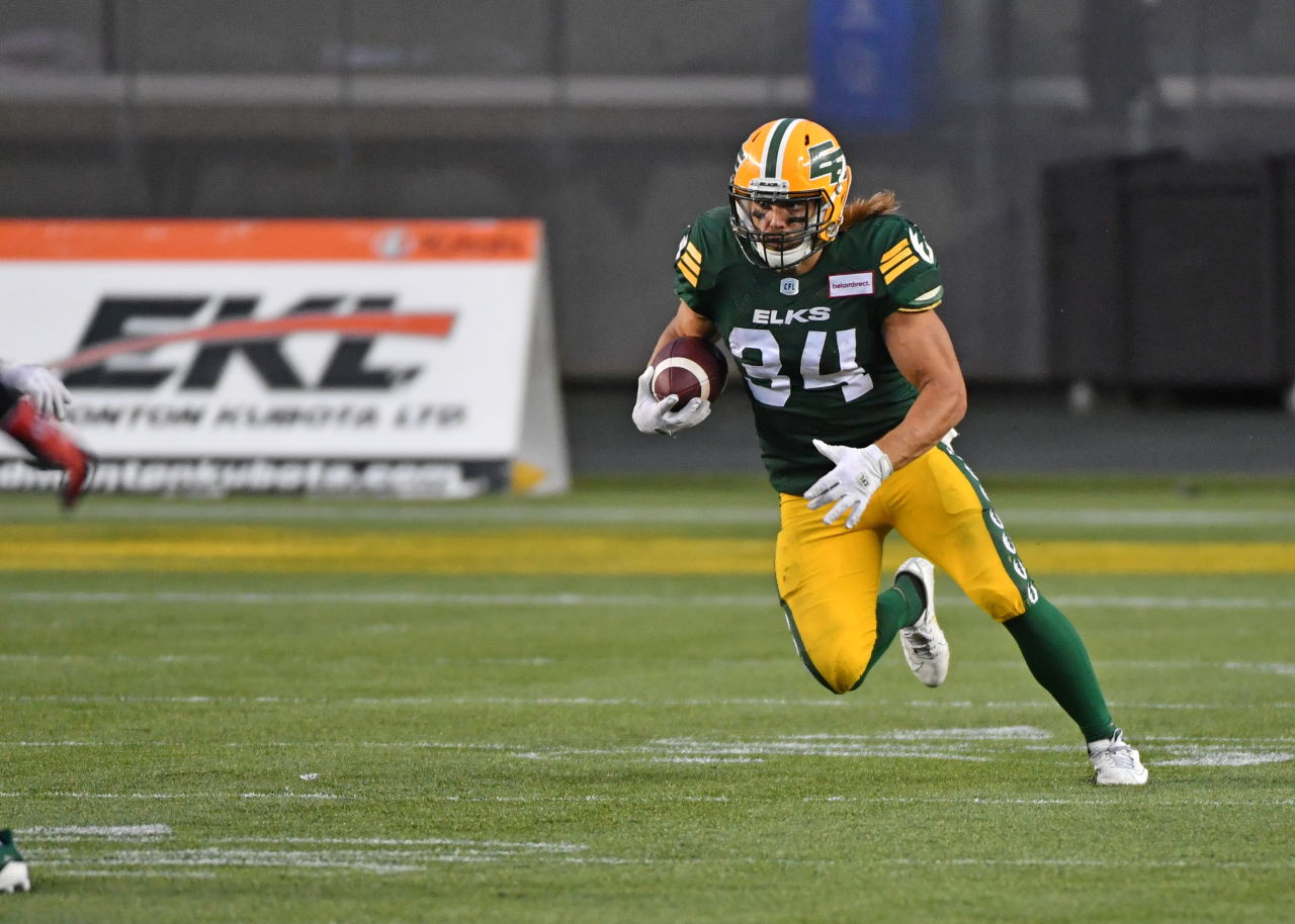 Litre in action with the Elks at Commonwealth Stadium last season.