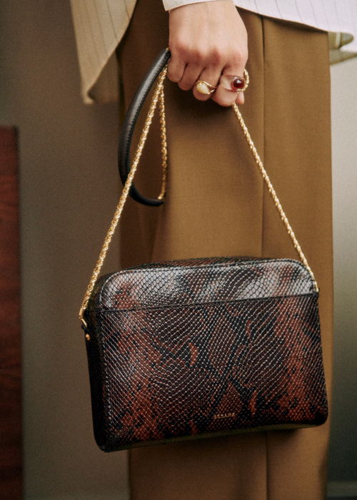 Sézane - Sac ABEL Marron python - 295€